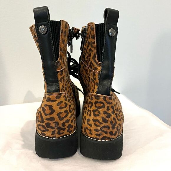 Donald Pliner Ease Leopard Print Suede Lace Up High Top Boots, Size 7 NWOB - Picture 11 of 12